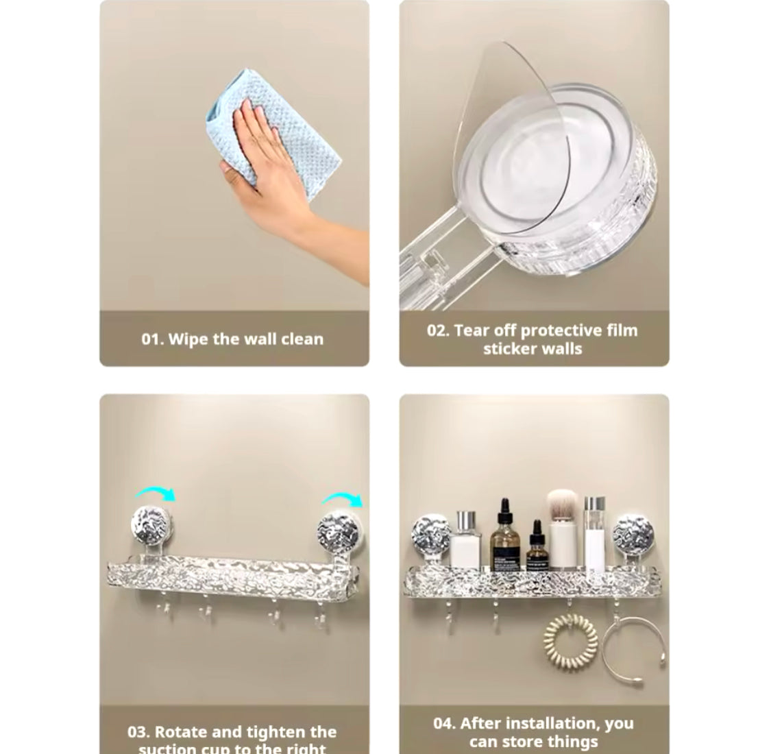 Bathroom Quadrate Shelf, Wall Mounted Bathroom Storage Organizer, Transparent Bathroom Storage Rack Bathroom Quadrate Shelf, Wall Mounted Bathroom Storage Organizer, Transparent Bathroom Storage Rack